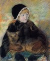 Elsie Cassatt hält ein großen Hund Impressionismus Mutter Kinder Mary Cassatt